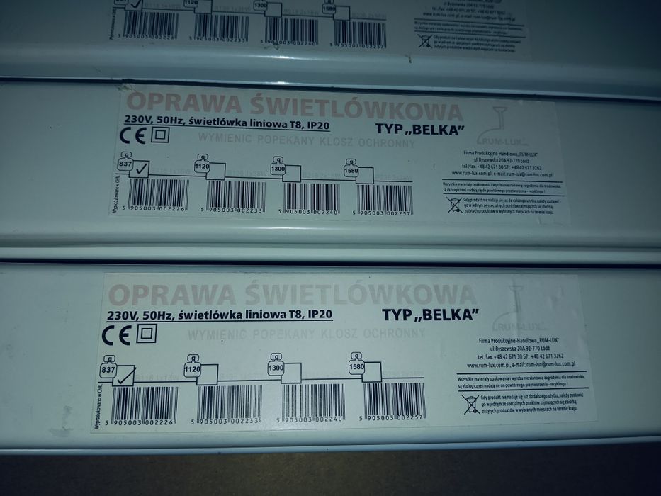 Oprawy jarzeniowe 18 W komplet 3 szt.