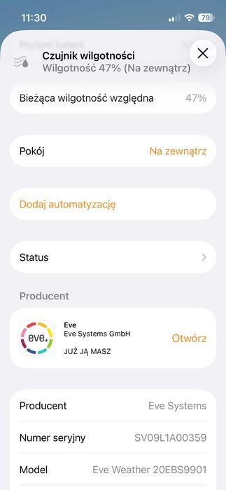Zewnętrzny Eve Weather 20EBS9901 THREAD - Apple Homekit