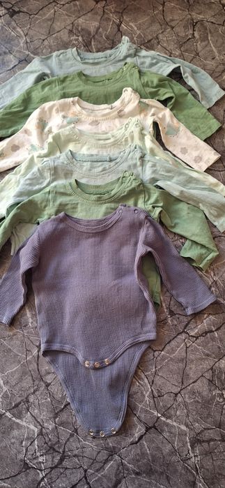 Zestaw ubranek 74 - body 7szt, 2 pary spodni