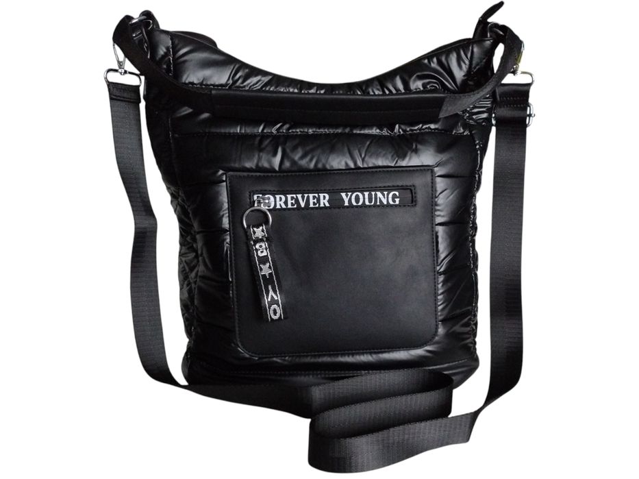 Czarna Torebka Damska Shopper na Ramię Miejska Pojemna 34x30x14 cm