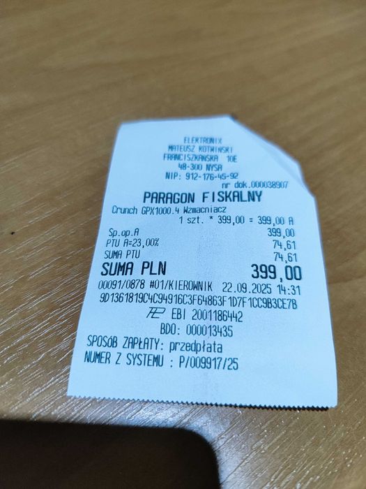 Crunch gpx 1000.4 na gwarancji