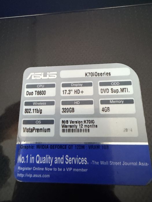 Laptop ASUS 17’’ 320gb, 4 gb
