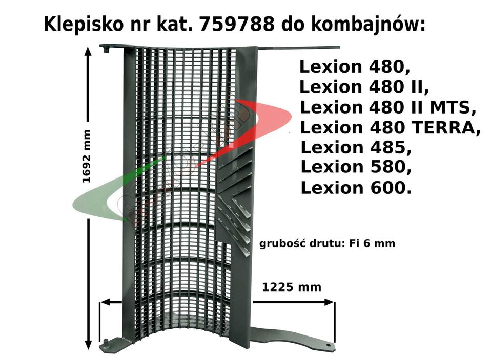 Klepisko zbożowe Claas Lexion nr kat 759.788, 756088 i kukurydza