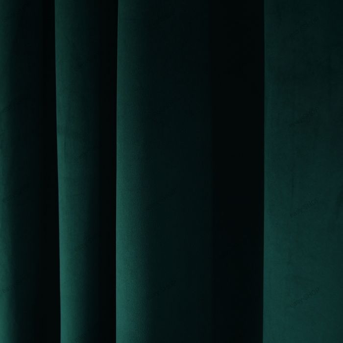 Komplet 2 zasłony welurowe zielony butelkowy