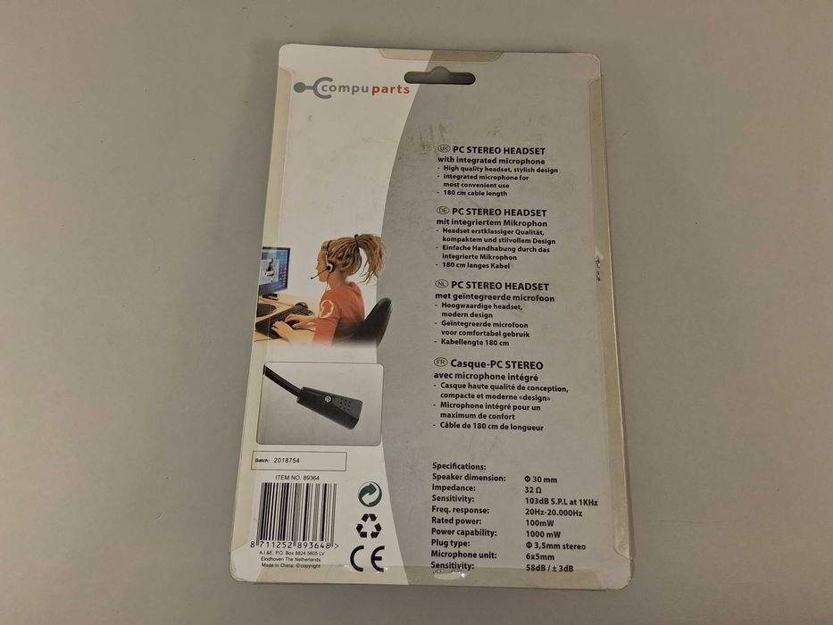 N051 Słuchawki Z Mikrofonem PC Stereo Headset 1,8m Compuparts