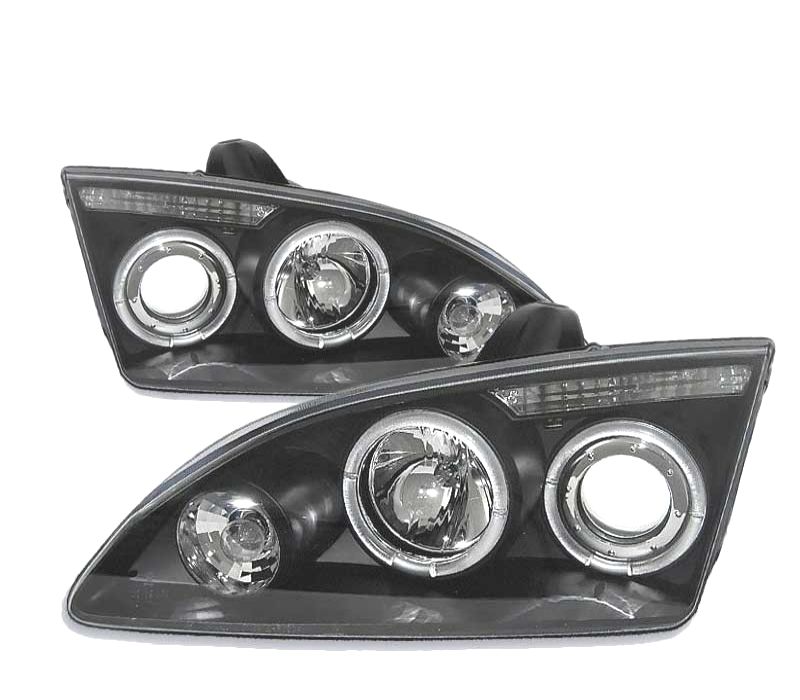FARÓIS FORD FOCUS 04-08 ANGEL EYES FUNDO PRETO