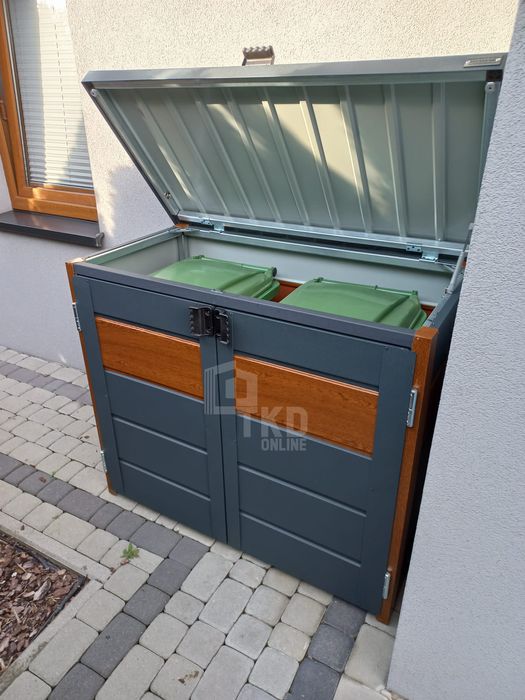 Zabudowa Koszy Na Śmieci Wiata Obudowa 120X65X110 Cm 2X120L Tkd332