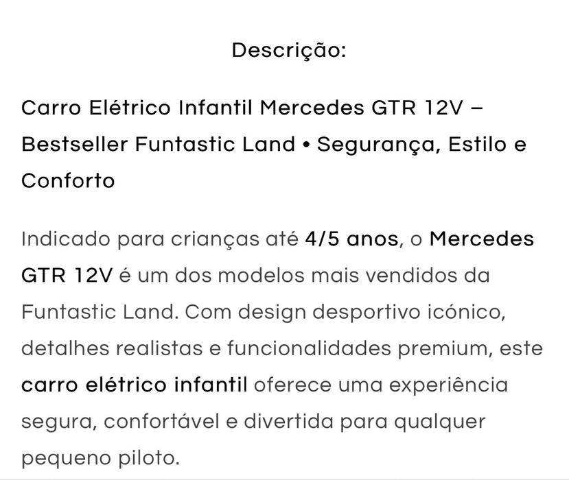 Carro eletrico para criança