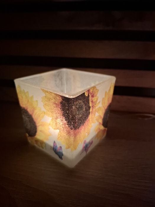 Lampion szklany ze słonecznikami
