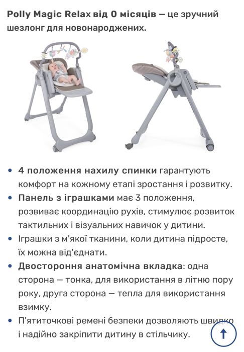 Стільчик для годування Chicco Polly Magic Relax