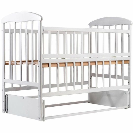 Детская кроватка кровать Наталка белая маятник в наличии