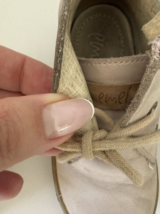 Emel trzewiki 22 pudrowy róż dziewczęce skóra naturalna wkładka 14 cm