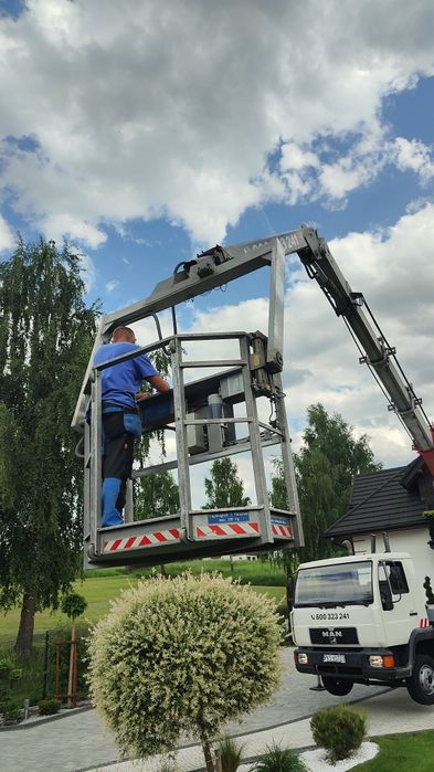 Dźwig dekarski 32m plus zwyżka, chwytak do dachówki, stół polaciowy