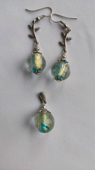 Komplet kolczyki wiszące+ wisiorek