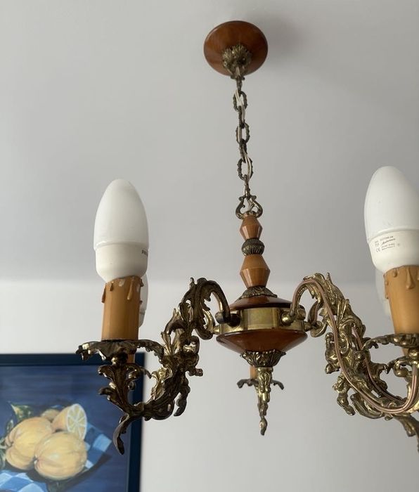 Żyrandol mosiężny prl retro z czasow komuny