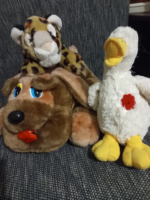 Мягкие игрушки утка тукан собака тигр мышь