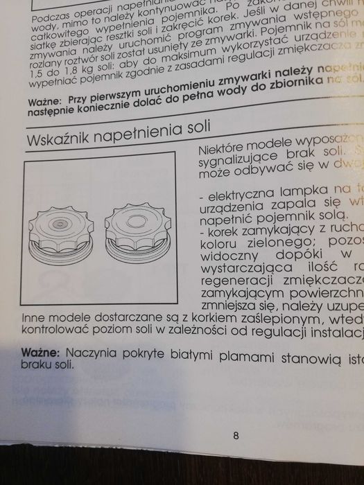 Korek do zbiornika soli do zmywarki Candy DFI 95T.