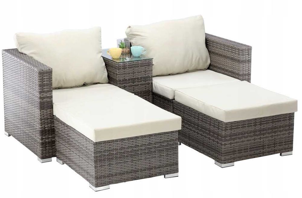 Meble ogrodowe duży zestaw sofa stolik fotele leżak NOWE