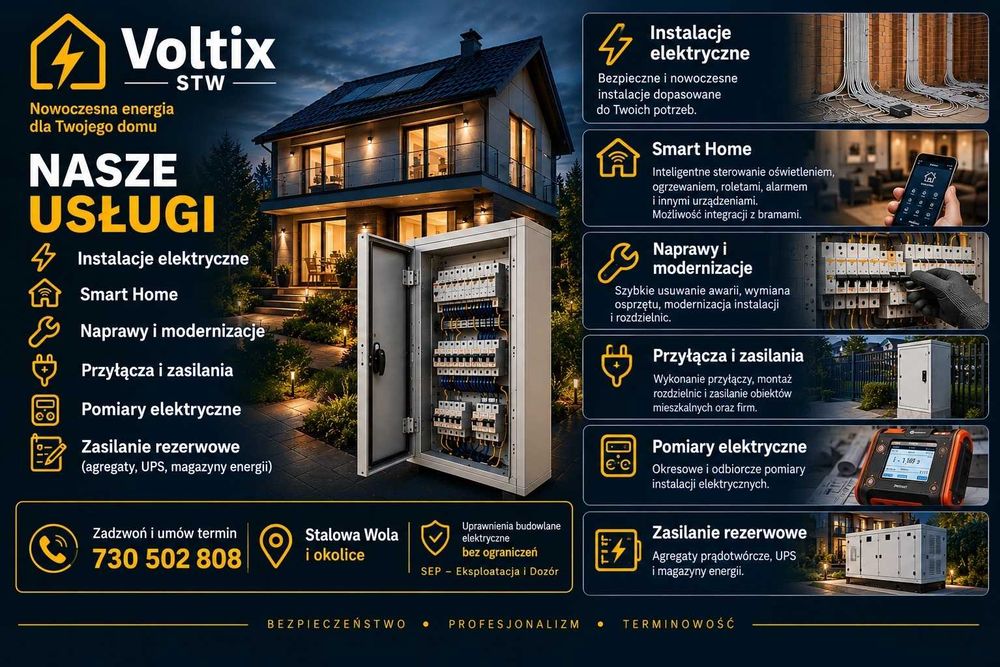 Elektryk – instalacje elektryczne, pomiary, Smart Home | Stalowa Wola