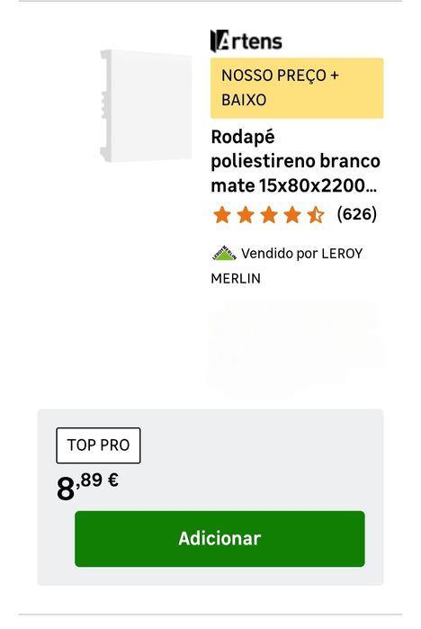 Rodapés brancos poliestireno (Leroy Merlin)