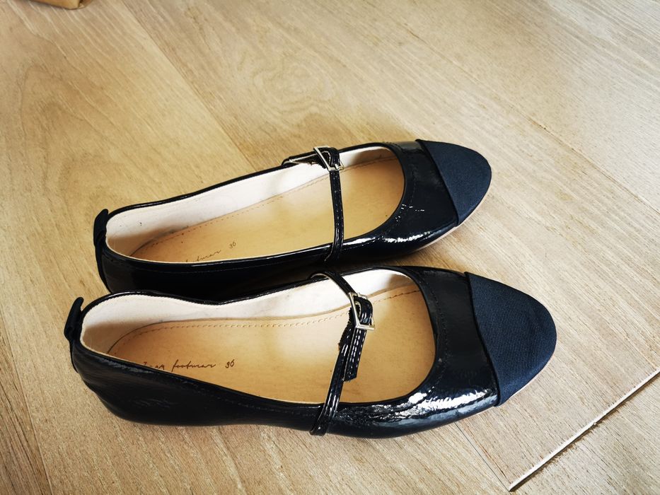 Buty Baleriny Zara r. 36 lakierki czarne