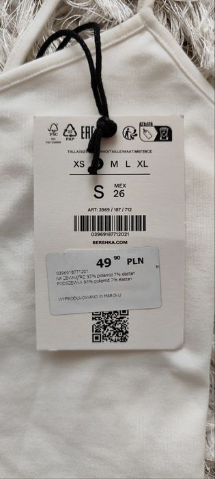 Białe body Bershka 36 S