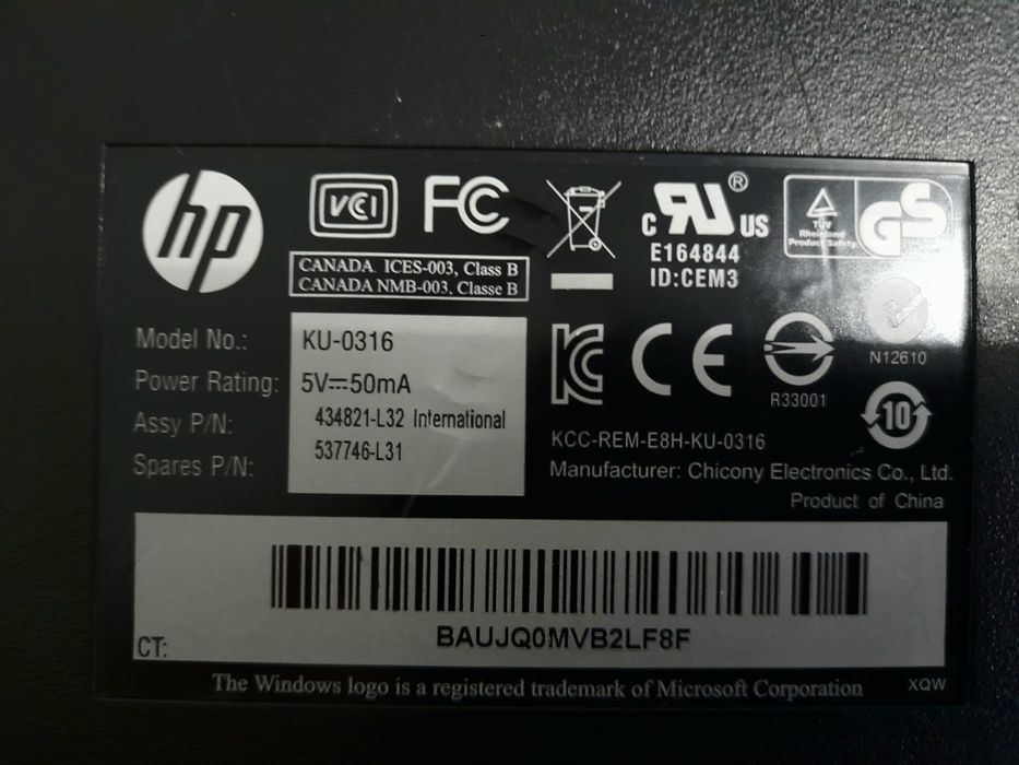 Klawiatura HP + mysz DELL