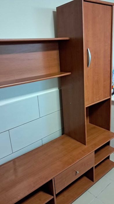 Móvel sala para tv com muita arrumação.