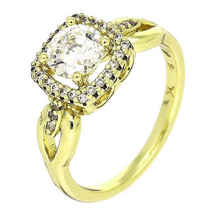 89218 Pierścionek pozłacany 14K średnica 16 mm "brylant" z cyrkoniami