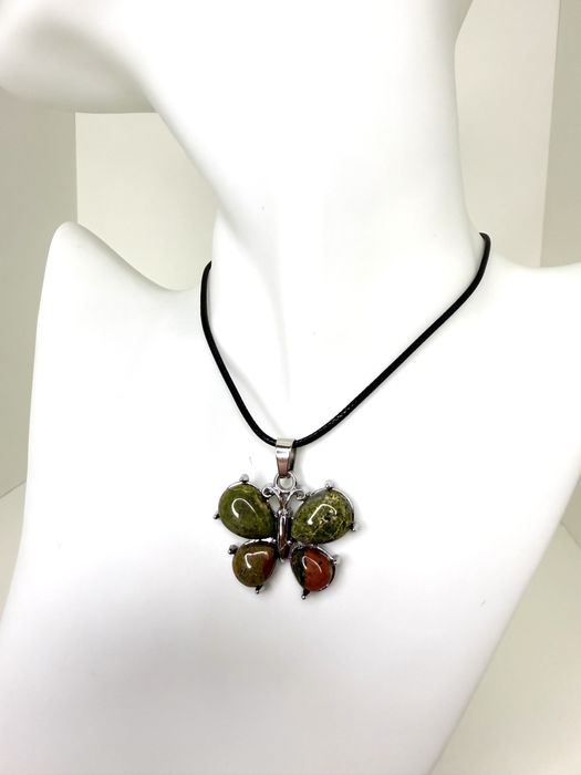 Motyle Naszyjnik motyl kolorowy zielony motyl