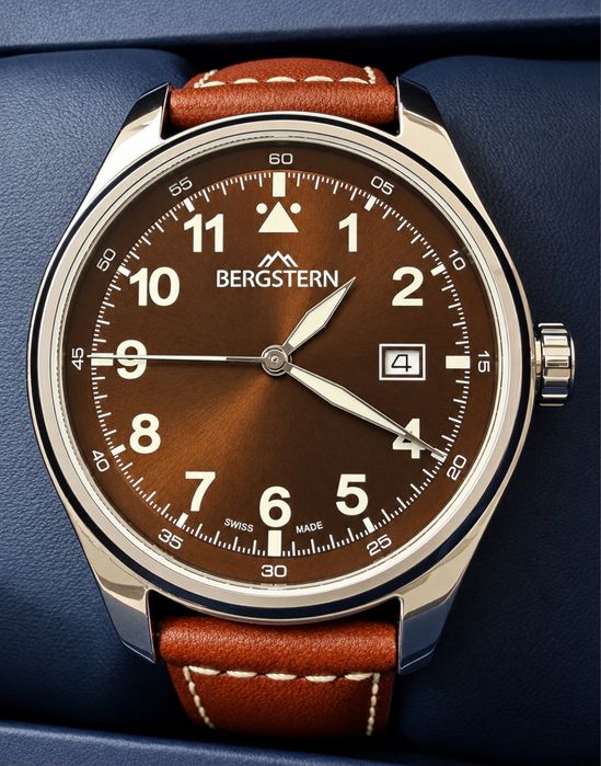 NOWY Bergstern Swiss Made | Sapphire | 10 ATM | skóra | komplet