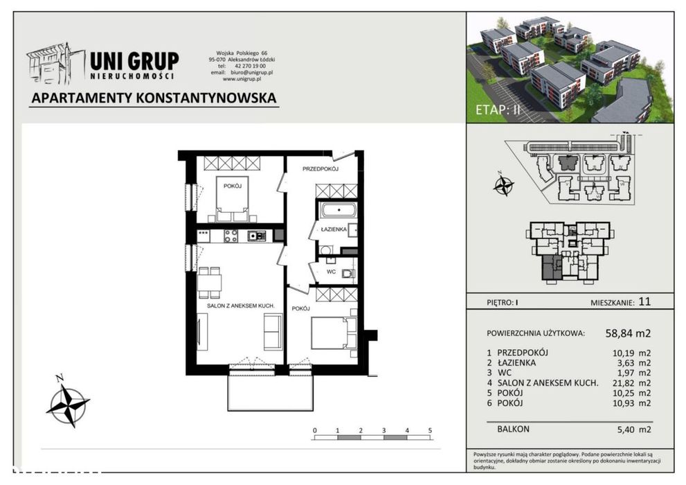 3-pokojowe mieszkanie 58m2 + balkon Bezpośrednio