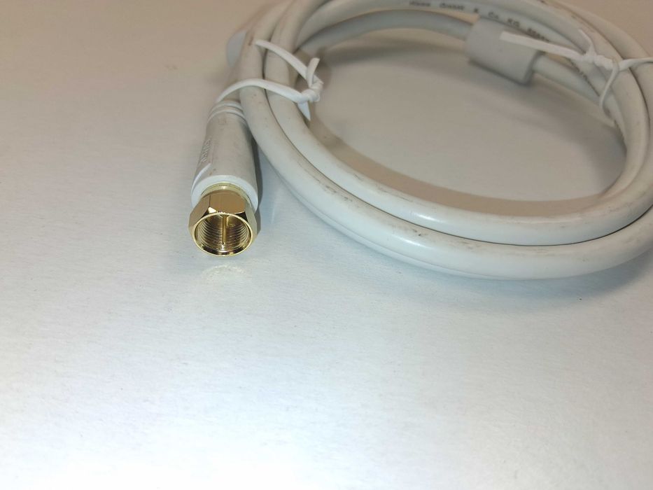 N051 Kabel Antenowy Hama F-F Satelitarny Pozłacany 100dB Filtr Biały