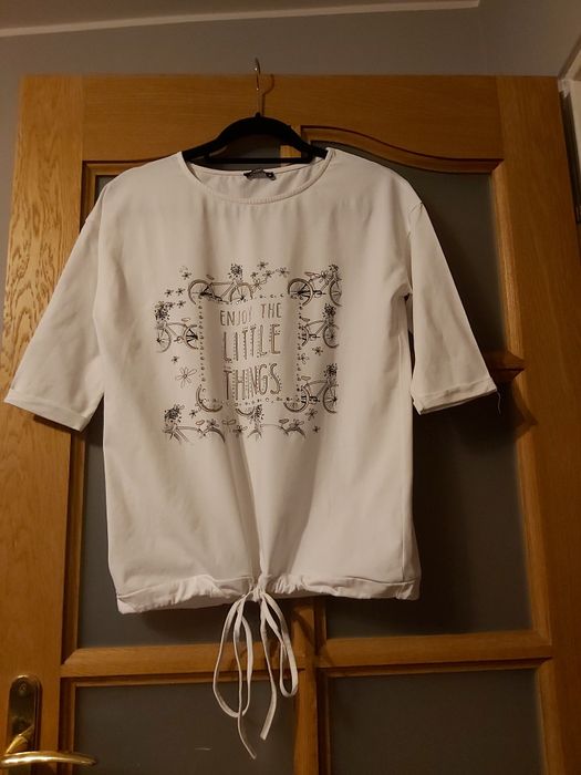 Bluzka s/m słoniowa biel, cyrkonie