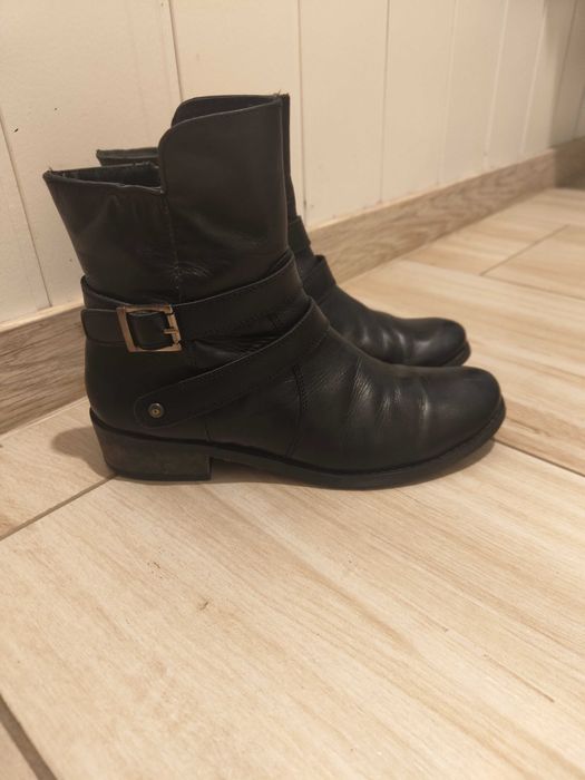 Botki damskie 39  czarne skóra naturala