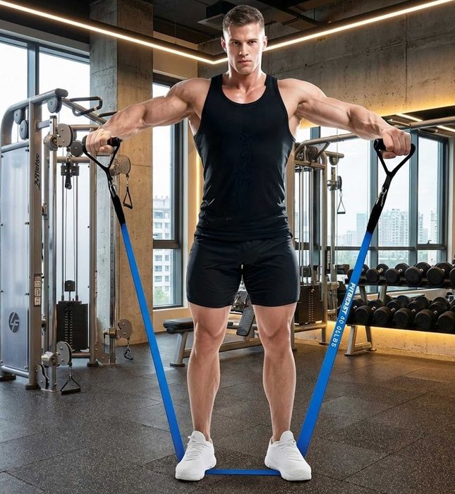 Zestaw Gum Do Ćwiczeń Gumy oporowe 6w1 Uchwyty Torba + GRATIS Rękawice