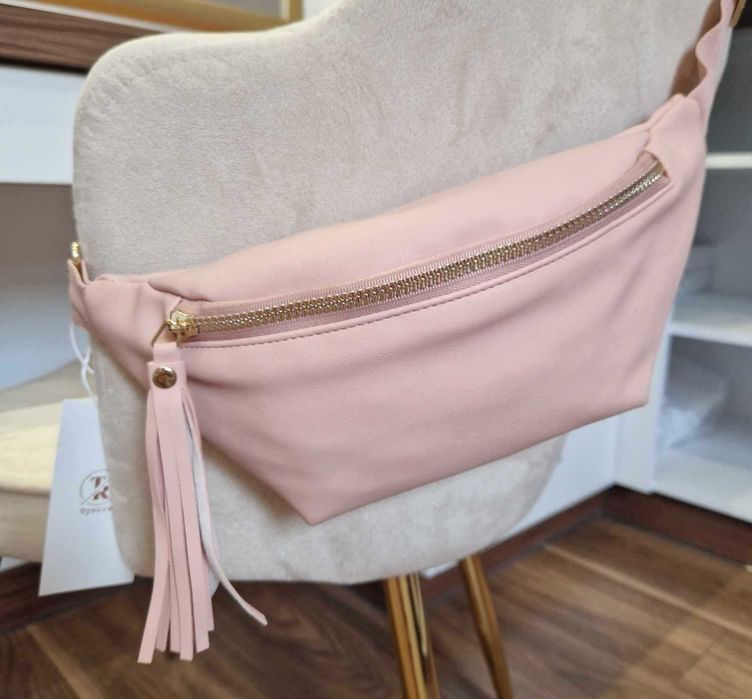 Nowa Nerka saszetka, torebka -  pudrowy róż.