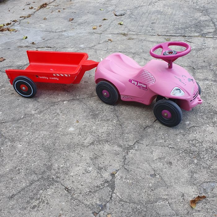 Bobby Car różowy z czerwoną przyczepką