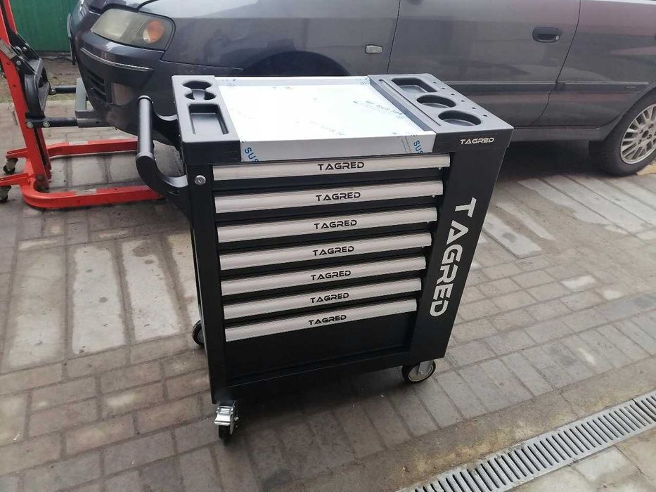 NOWA Szafka Narzędziowa Wózek Narzędziowy Na Kółkach Warsztatowy Metalowa Na Narzędzia Stół Warsztatowa Serwisowy 7 Szuflad, 2x Schowek OKAZJA