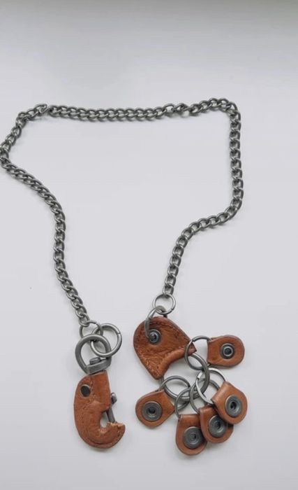 Corrente de carteira com 5 porta chaves couro. biker, pink ou rock.