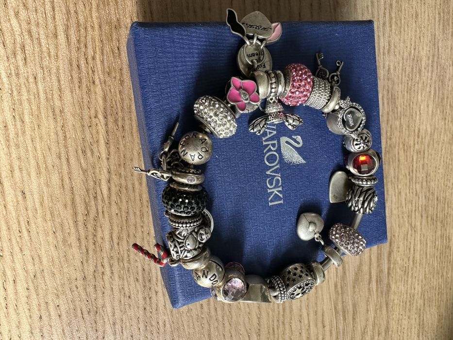 Oryginalna bransoletka Pandora + 24 oryginalne Charmsy komplet