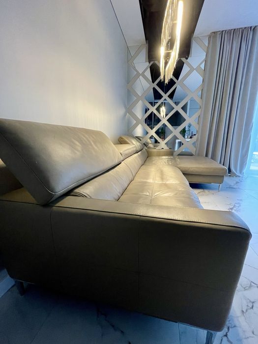 Ekskluzywny narożnik skórzany – brązowy, naturalna skóra, Domar