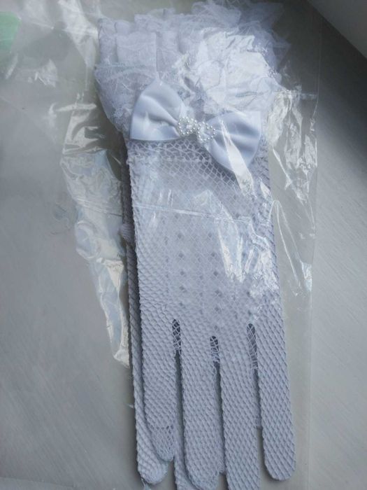 Перчатки сіточка капрон для нареченої білі