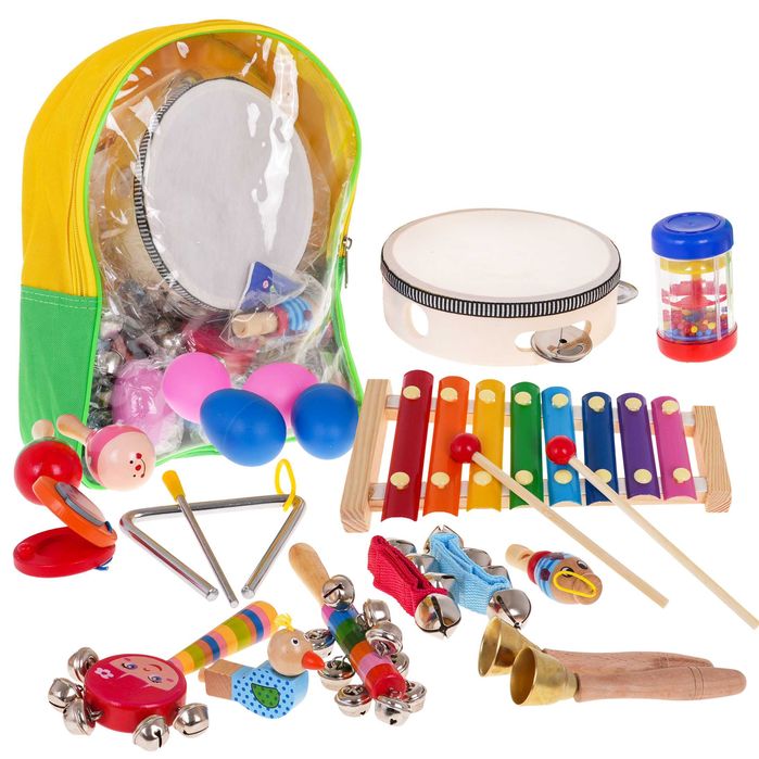 Duży Drewniany Zestaw Instrumenty Muzyczne Plecak Cymbałki MZ-018