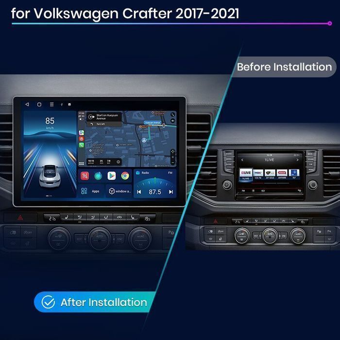 VW Crafter 2017–2021 – Radio Android 15 10.33" CarPlay Android Auto GPS Nawigacja Stacja Multimedialna WiFi Bluetooth DSP 4G LTE PL 4GB/64GB