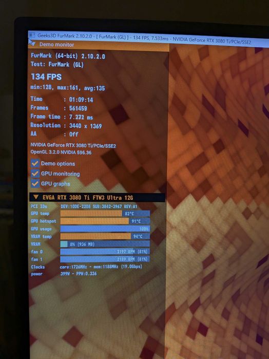 EVGA GeForce RTX 3080 Ti FTW3 ultra 12GB gddr6x