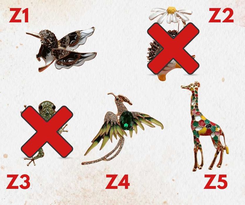 -> Broszka damska– Elegancka Biżuteria / Motyw: Zwierzęta -  różne wzory