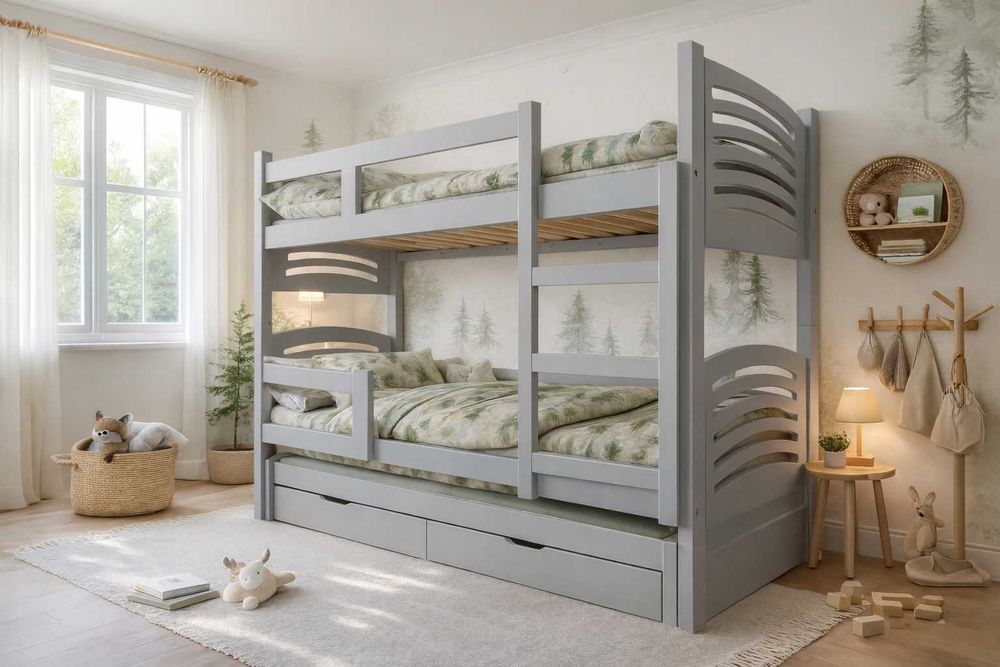 Łóżko piętrowe Janek 3 osobowe, materace 160x75 | 180x75 gratis