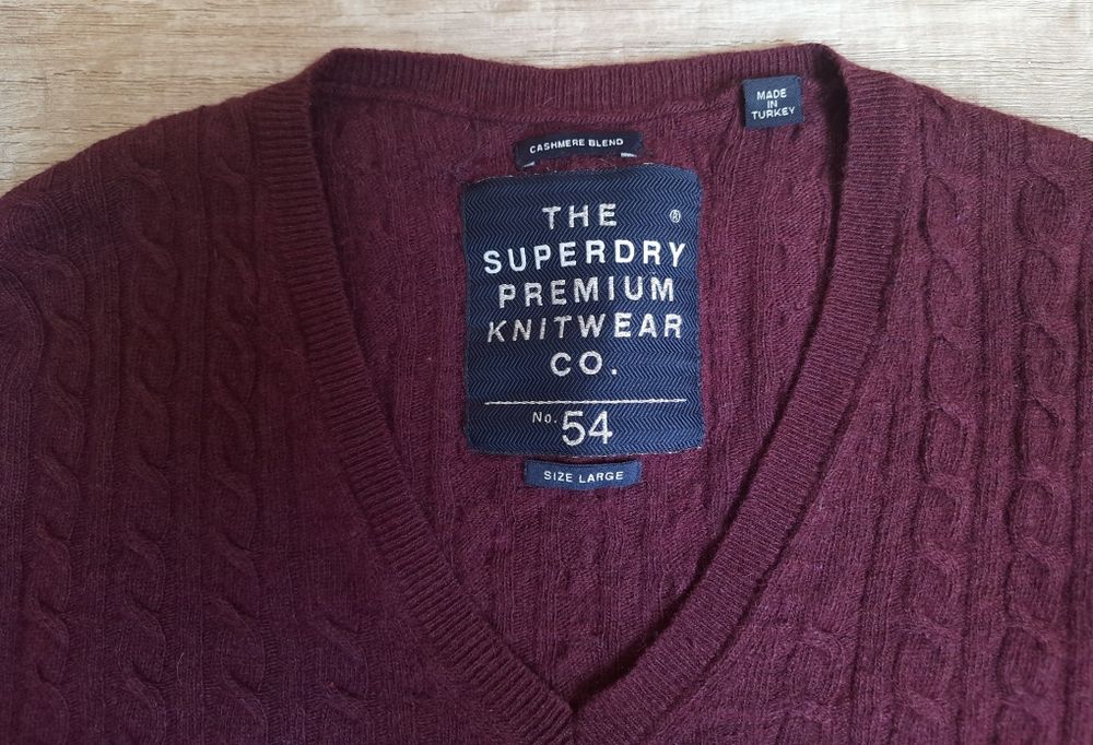 Superdry кашемір 9% 47% вовна пуловер светр свитер
