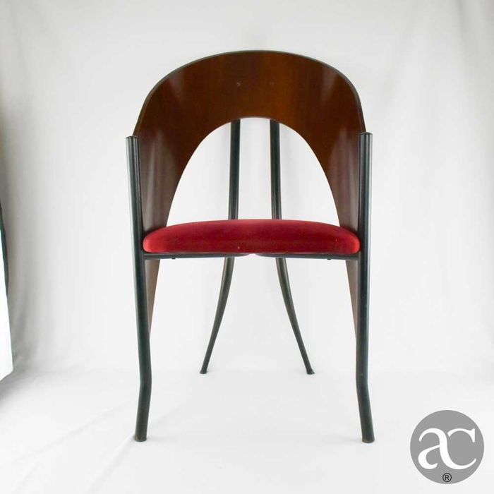 Conjunto de 3 cadeiras estilo Art Déco, em madeira, tecido e metal